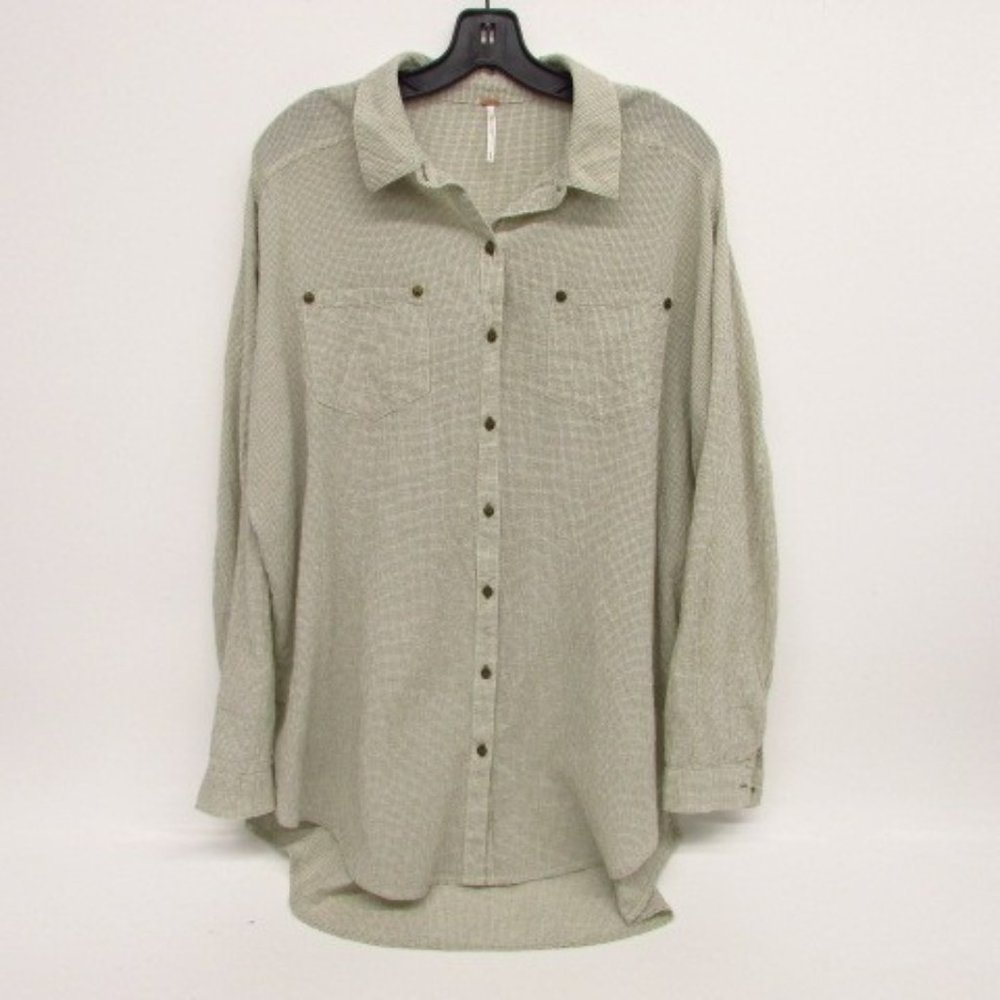 Free People - Seersucker Green Shirt - Sz. Small
